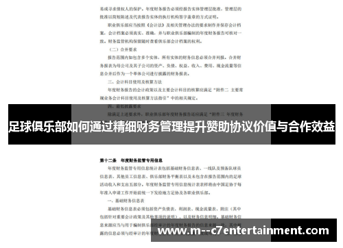 足球俱乐部如何通过精细财务管理提升赞助协议价值与合作效益 足球俱乐部如何通过精细财务管理提升赞助协议价值与合作效益